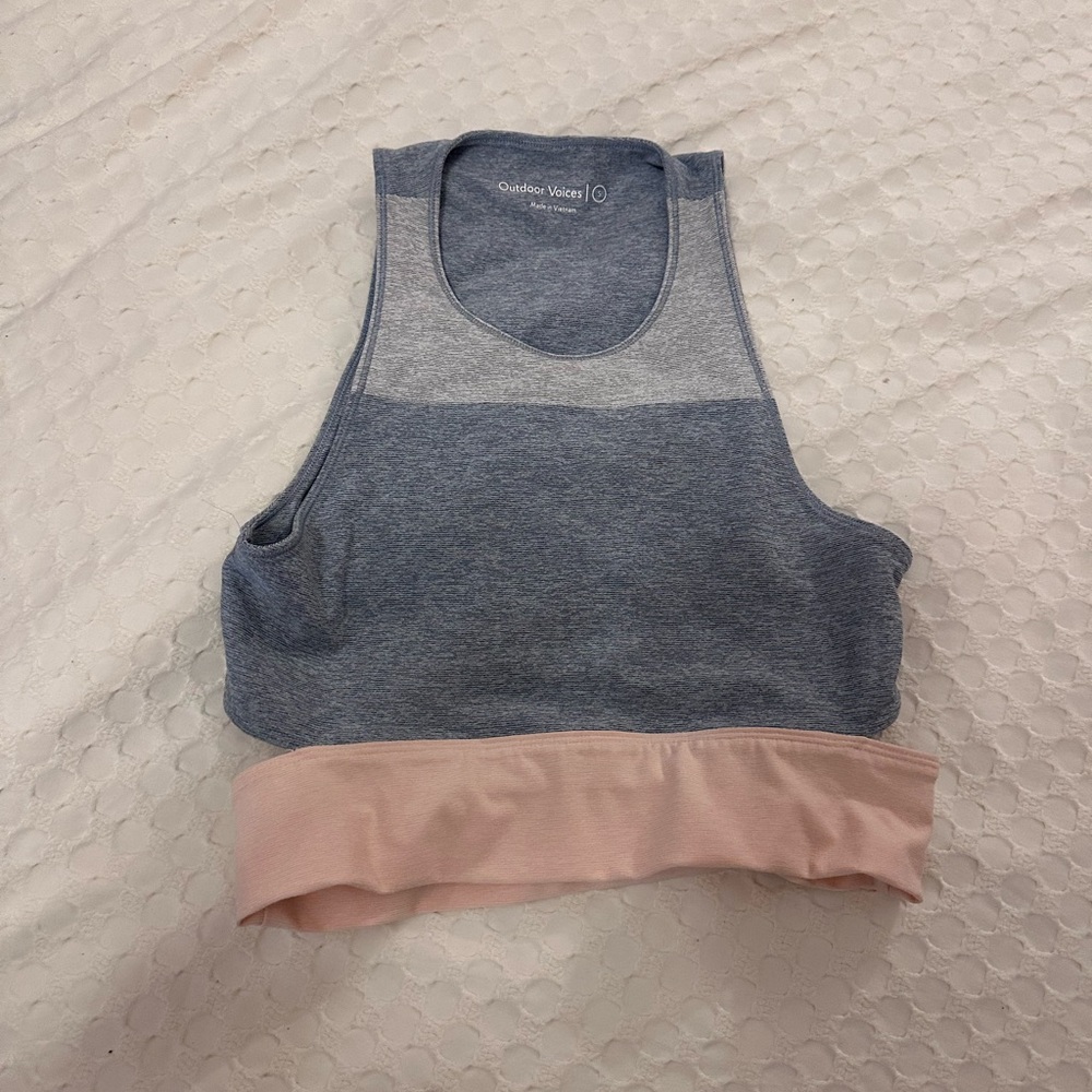 Outdoor Voices Women's Two-Tone Sports Bra - Gray and Pink